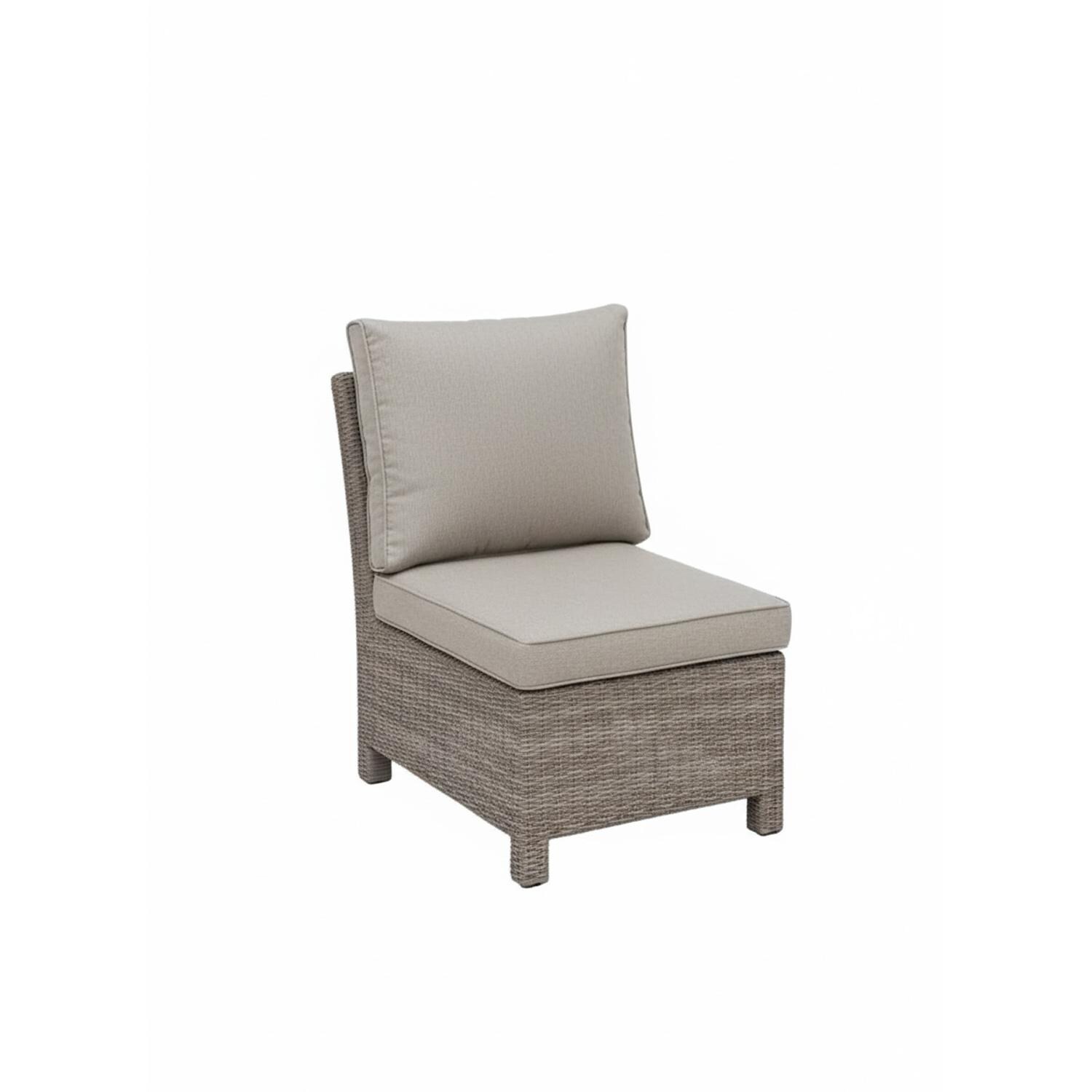 Palma 7 Pc Wicker Modular Corner Seating Set in Cast Ash By KETTLER - Armless Chair - White Background thumbnail
