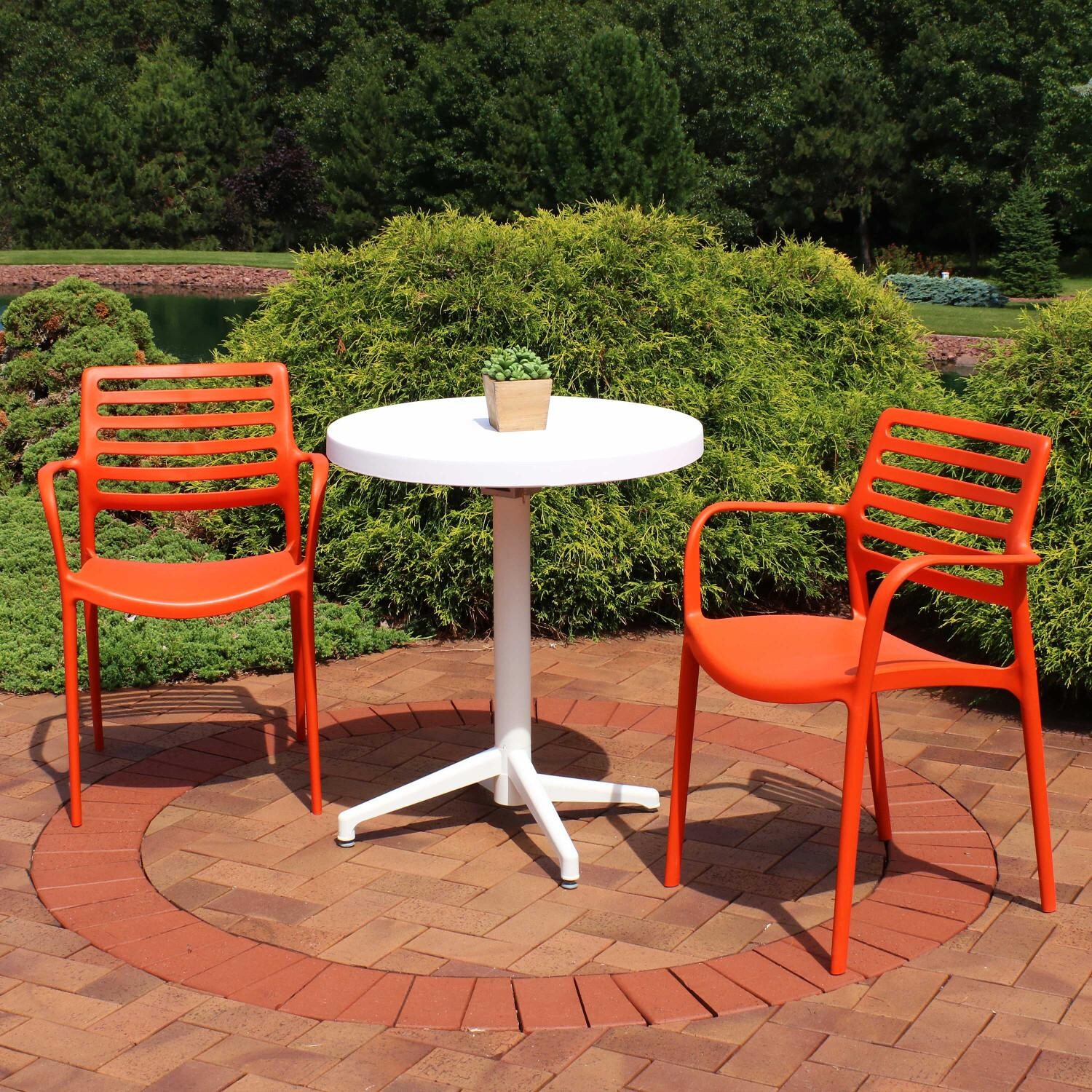 Sunnydaze All-Weather Astana 3-Piece Bistro Set - Bright Orange image