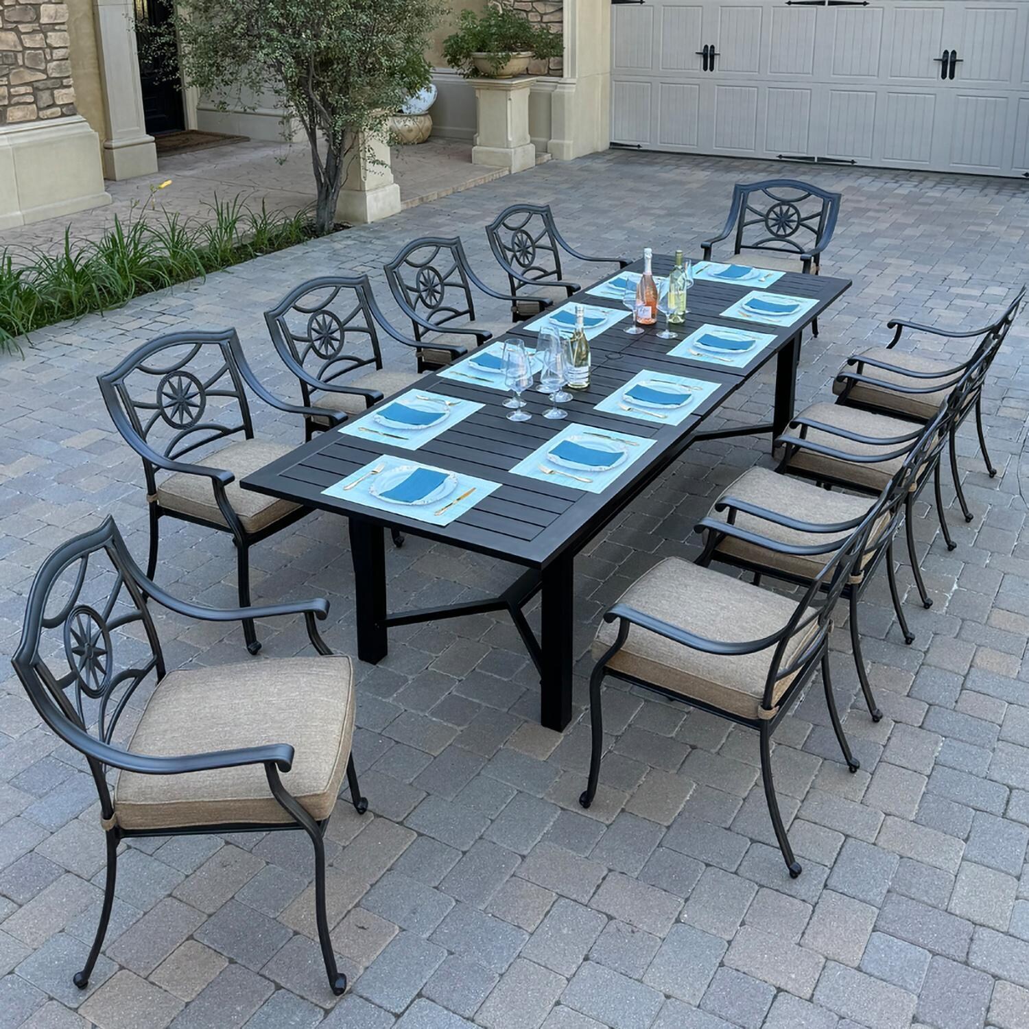 Ten Star 11 Pc Cast Aluminum Dining Set in Antique Bronze By Darlee