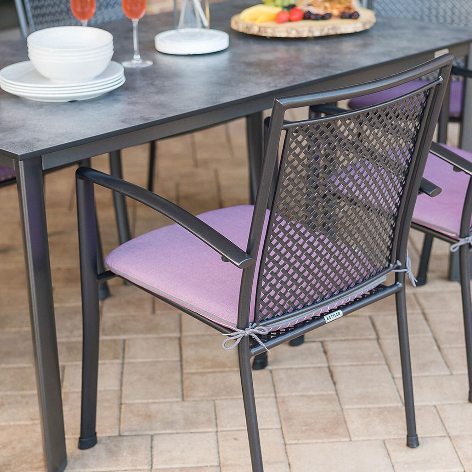 Reno 7 Pc Aluminum Dining Set By KETTLER - Dining Chair - Arm Rest - Rear View - Detail thumbnail