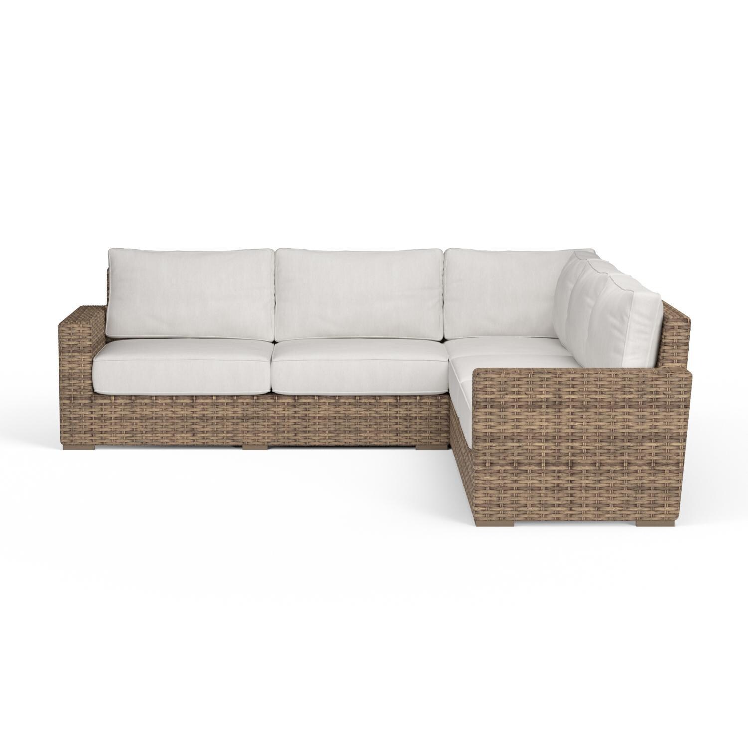 Sunset West - 1701-SEC-5492 - Havana Resin Wicker Patio Sectional W/ Sunbrella Canvas Flax Cushions - Side View thumbnail