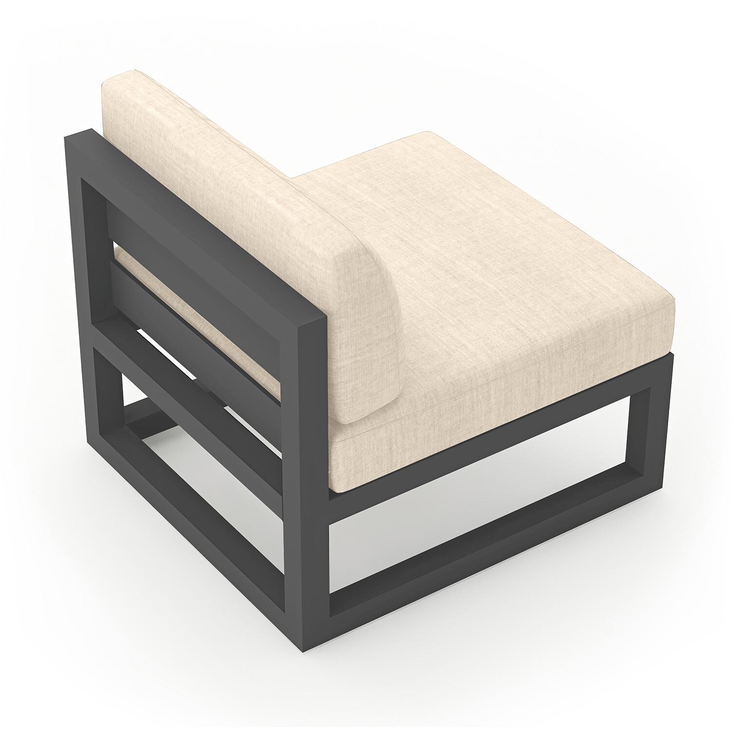 Misty Cove Middle Club Chair in Slate w/Canvas Flax Cushions by Lakeview - Back Angle View - White Background thumbnail