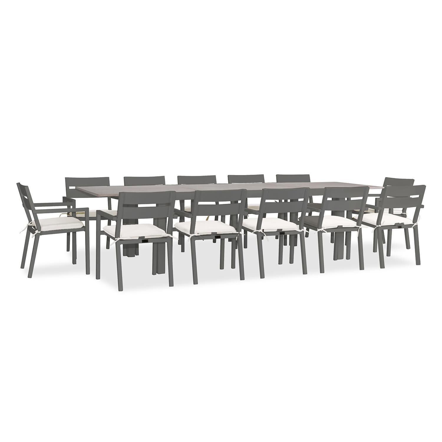 Calm Bay 13 Pc Extendable Dining Set in Slate/Canvas Natural by Lakeview - White Background 2 thumbnail