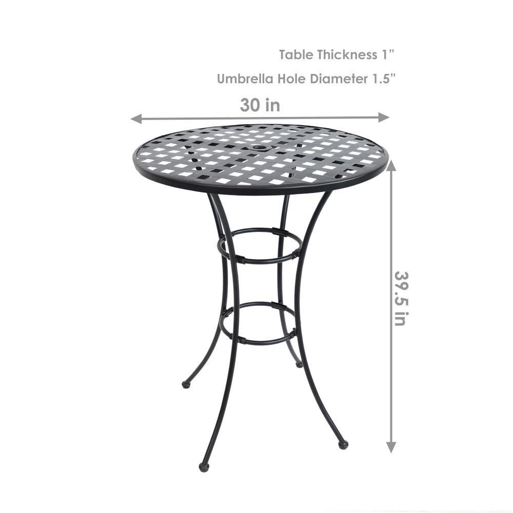Ultimate Patio Elegant Round Black Wrought Iron Bar Table - Dimensions thumbnail