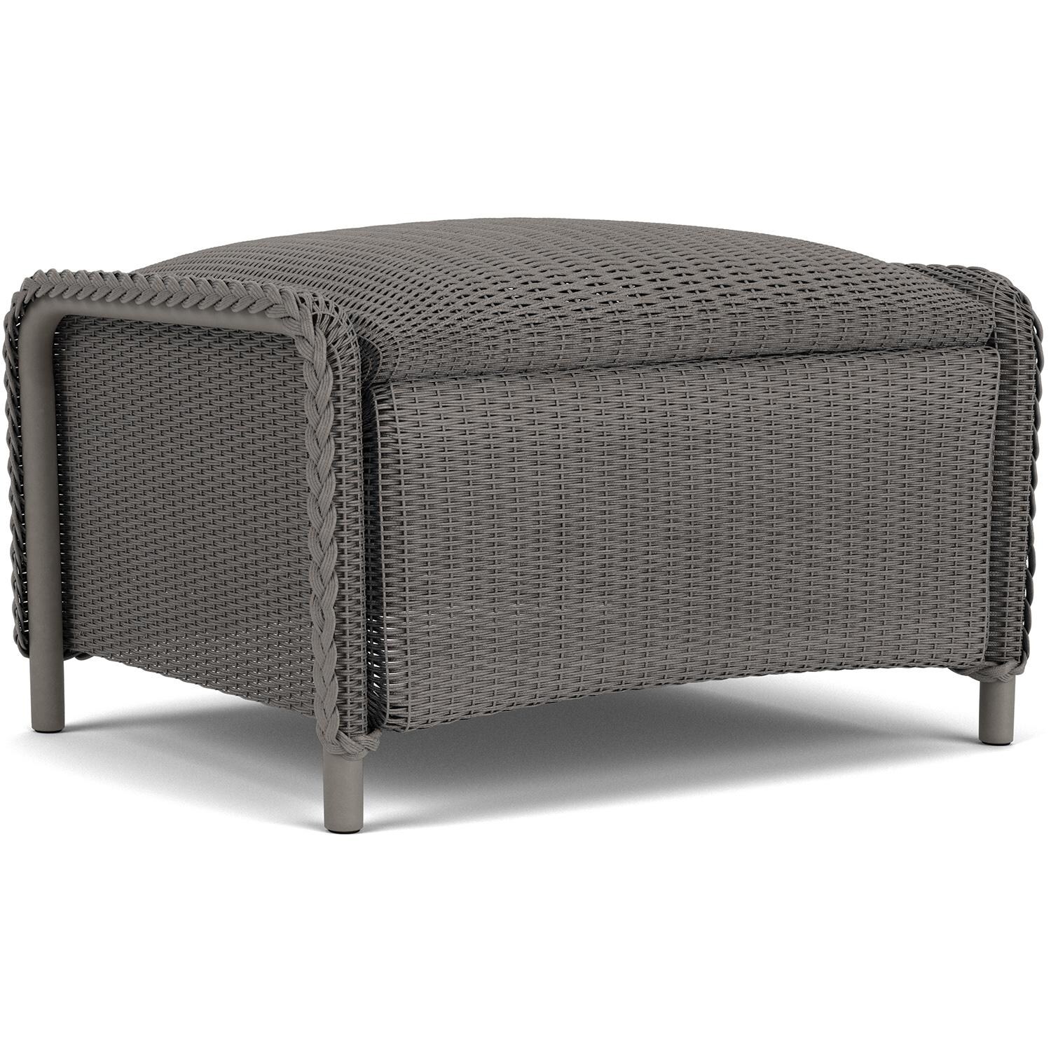 Lloyd Flanders Reflections Ottoman, Padded in Pewter Finish - Angled thumbnail