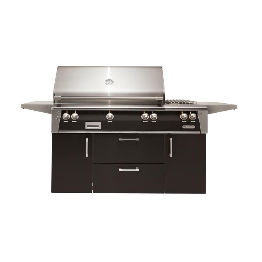 Alfresco ALXE 56-Inch Freestanding Natural Gas Deluxe Grill With Rotisserie And Side Burner in Jet Black Matte - ALXE-56C-NG-SM9005