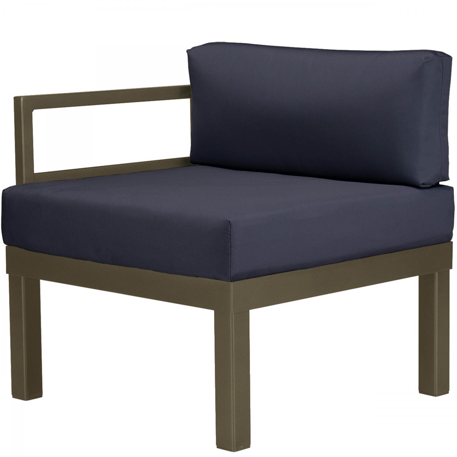 Ashbee Aluminum Patio End Sectional Chair By Telescope Casual - Textured Beachwood/Indigo thumbnail