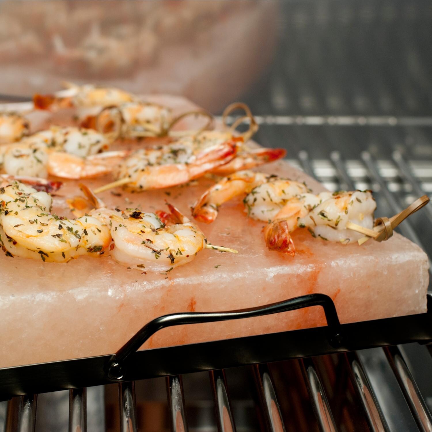 Porcelain Coated Salt Plate Holder - Shown With Shrimp thumbnail