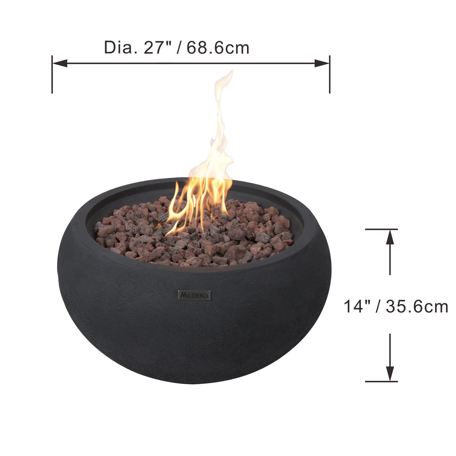 Elementi OFG115-NG Modeno York 27-Inch Natural Gas York Fire Bowl - Dimensions thumbnail