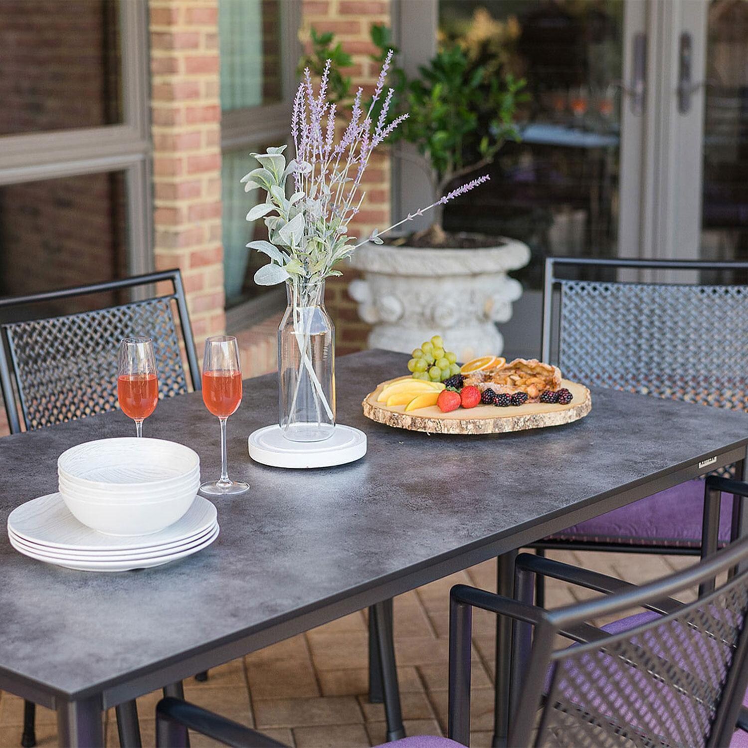 Reno 7 Pc Aluminum Dining Set By KETTLER - Decorations on Dining Table - Lifestyle thumbnail