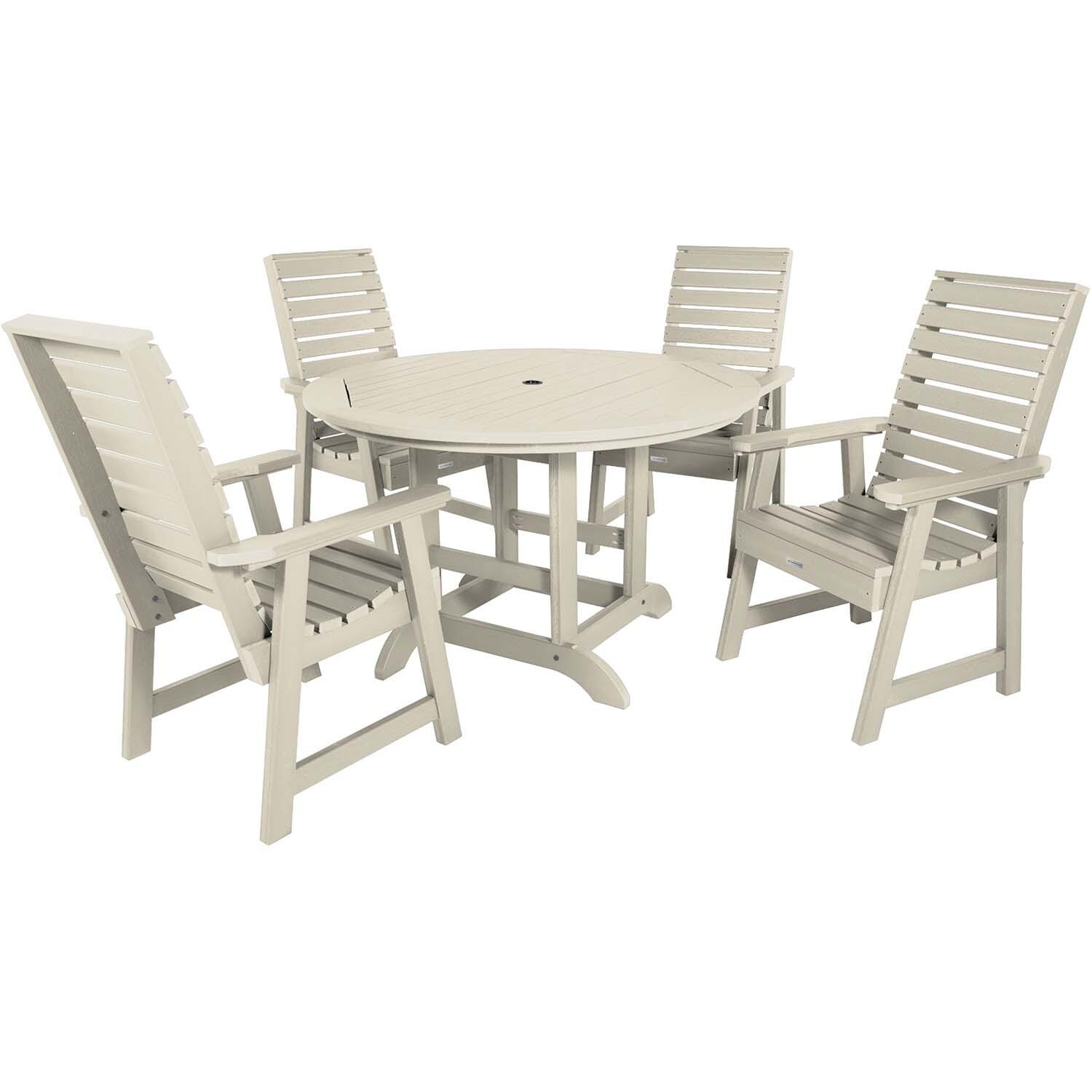 Elm Pointe 5 Pc Recycled Plastic Dining Set in Whitewash by Lakeview Outdoor Designs - White Background thumbnail
