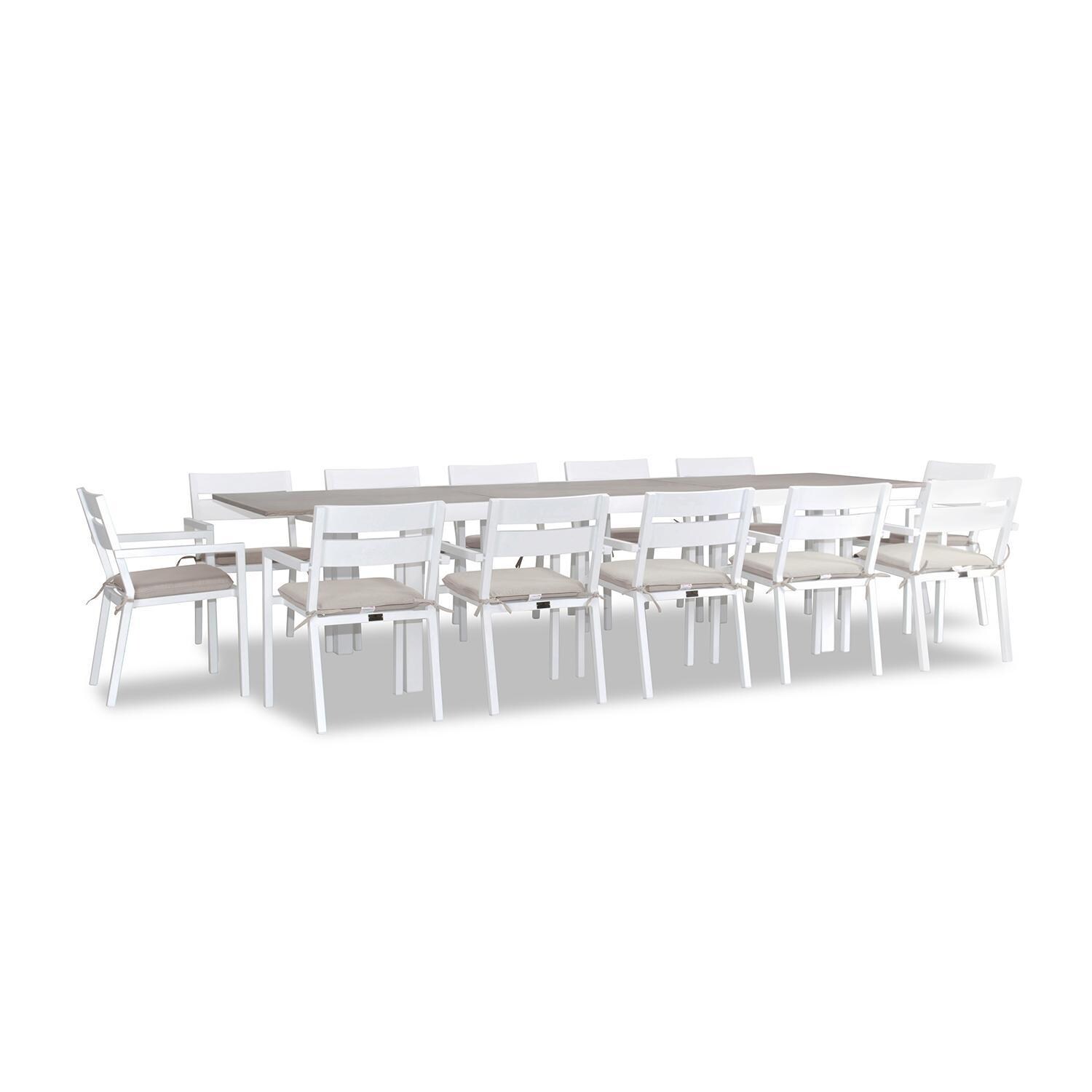 Calm Bay 13 Pc Extendable Dining Set in White/Cast Silver by Lakeview - White Background 2 thumbnail