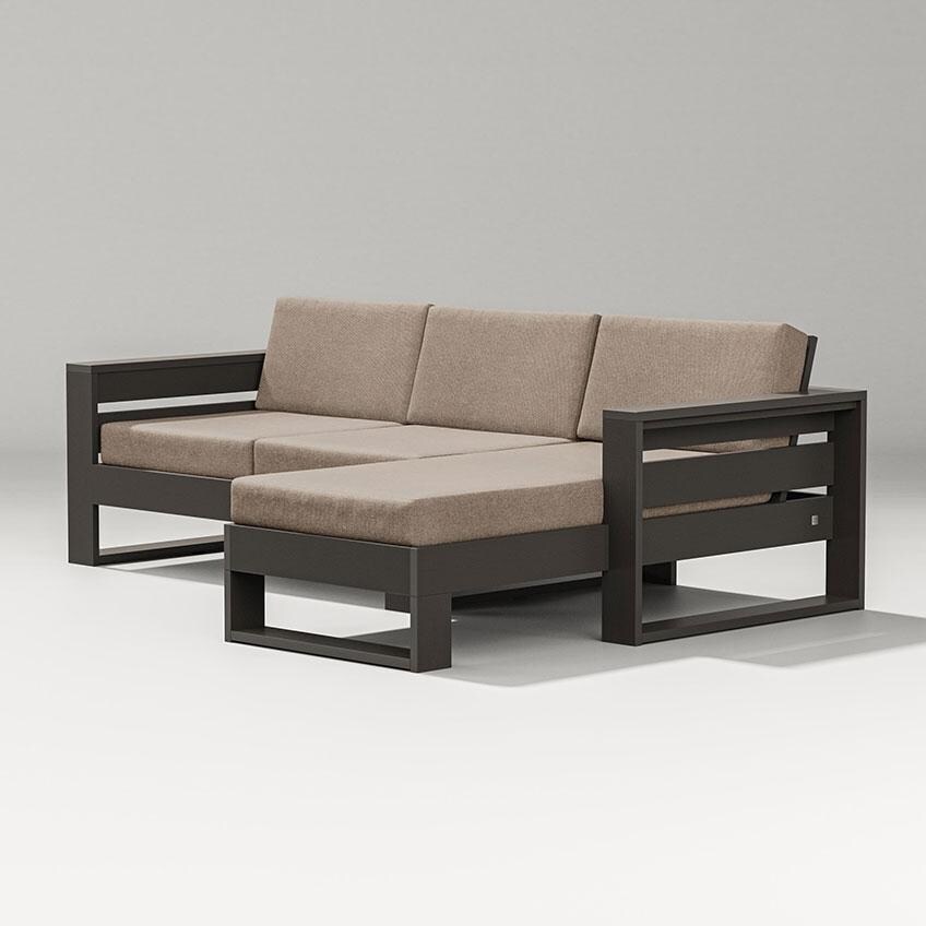 Latitude 3 Person Sectional Sofa w/ Right Chaise in Vintage Coffee/Spiced Burlap By PW Designer Series