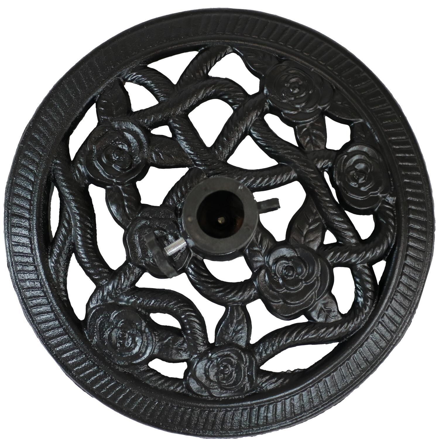 Ultimate Patio 17 Lb Rose Blossom Cast Iron Umbrella Base - Black - Rose Blossom Pattern thumbnail