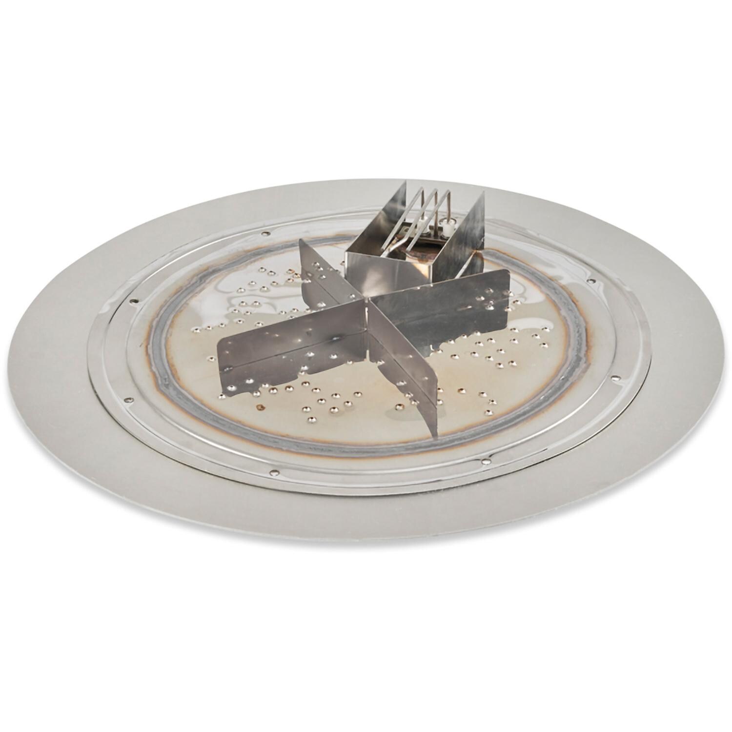 The Outdoor GreatRoom Company Crystal Fire Plus 20 Inch Flat Round 55,000 BTU Natural Gas Fire Pit Burner Kit w/ Direct Spark Ignition - Stainless Steel