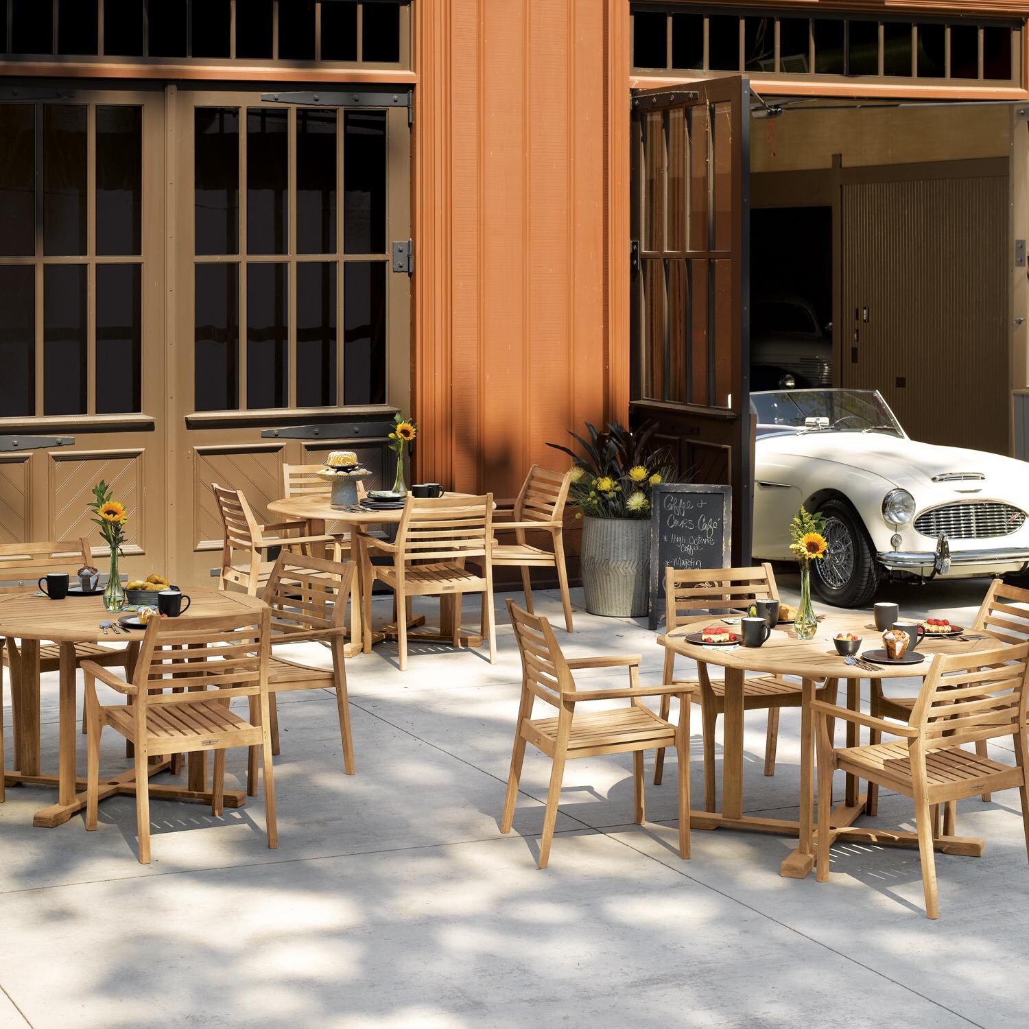 Oxford Garden Mera 2 Pc Natural Teak Stacking Dining Chair - Outdoor Dining thumbnail