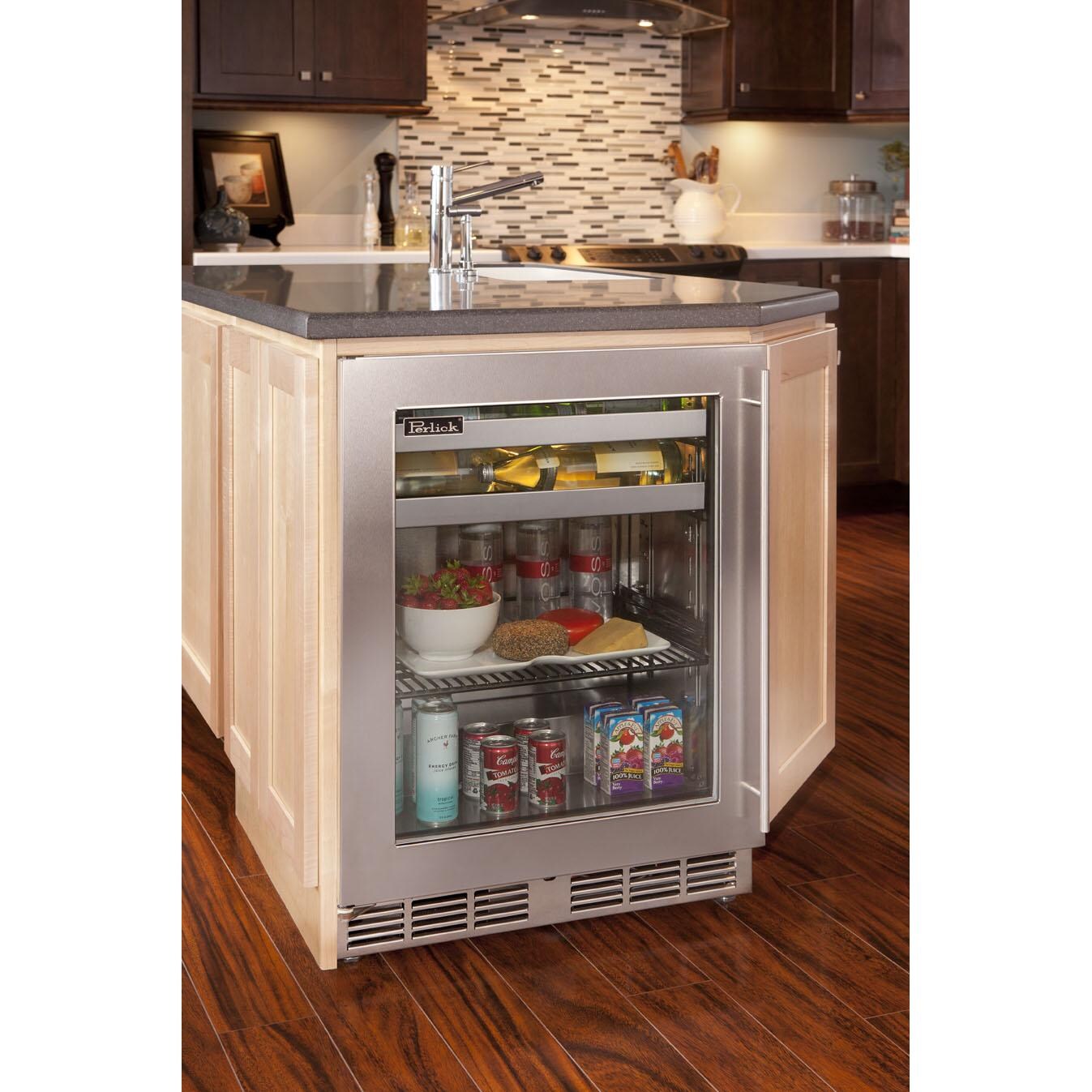 Perlick S-Series Sottile 3.1 Cu. Ft. Left Hinge Built-In Beverage Center - In Use - HH24BS-3-3L thumbnail