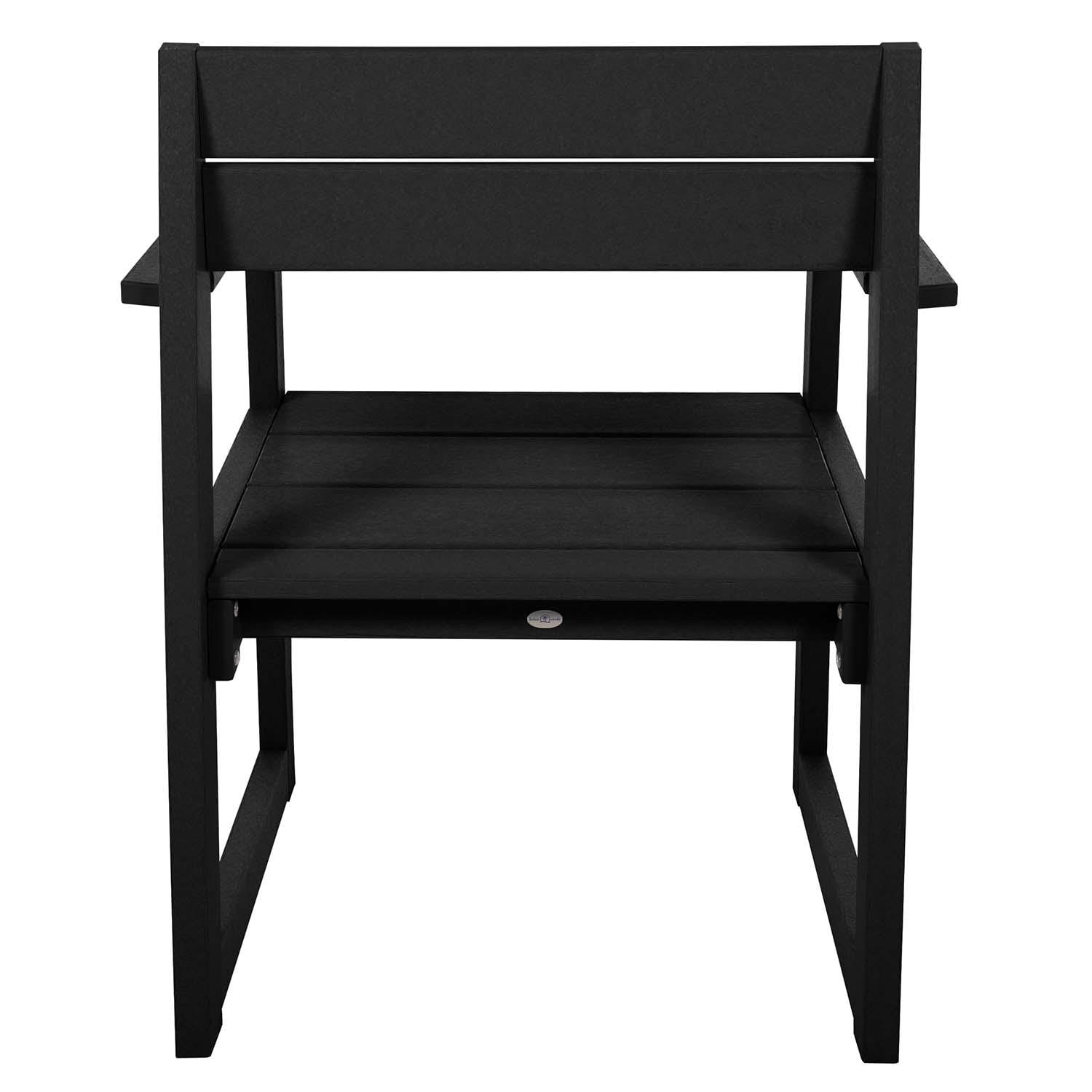 Hazel Cove Recycled Plastic Dining Arm Chair in Black Sand by Lakeview Outdoor Designs - Back View - White Background thumbnail