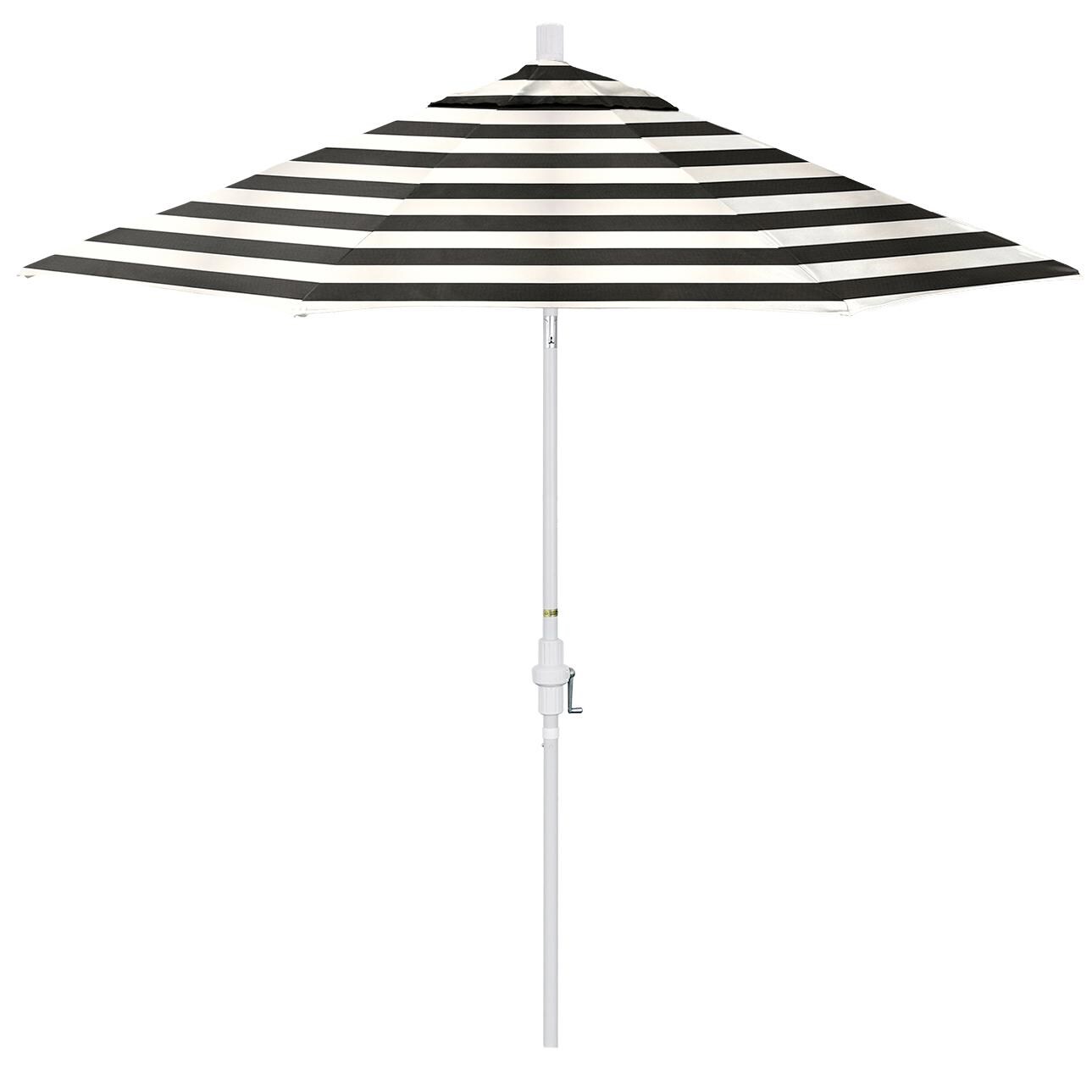 California Umbrella Golden State Series 9 Ft Octagonal Aluminum Collar Tilt Patio Umbrella W/ Crank Lift - Matted White Frame / Sunbrella Cabana Classic Canopy