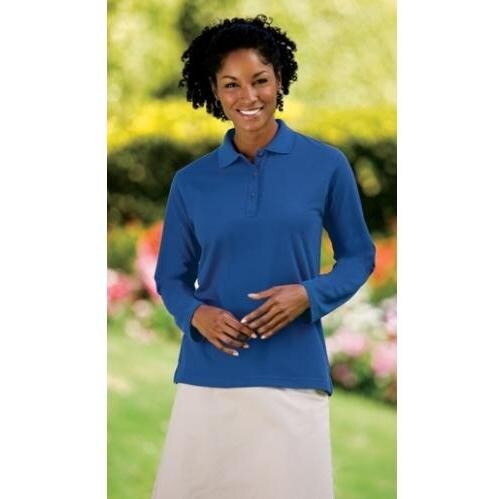 Port Authority Ladies Silk Touch Long Sleeve Sport Shirt XS - Black