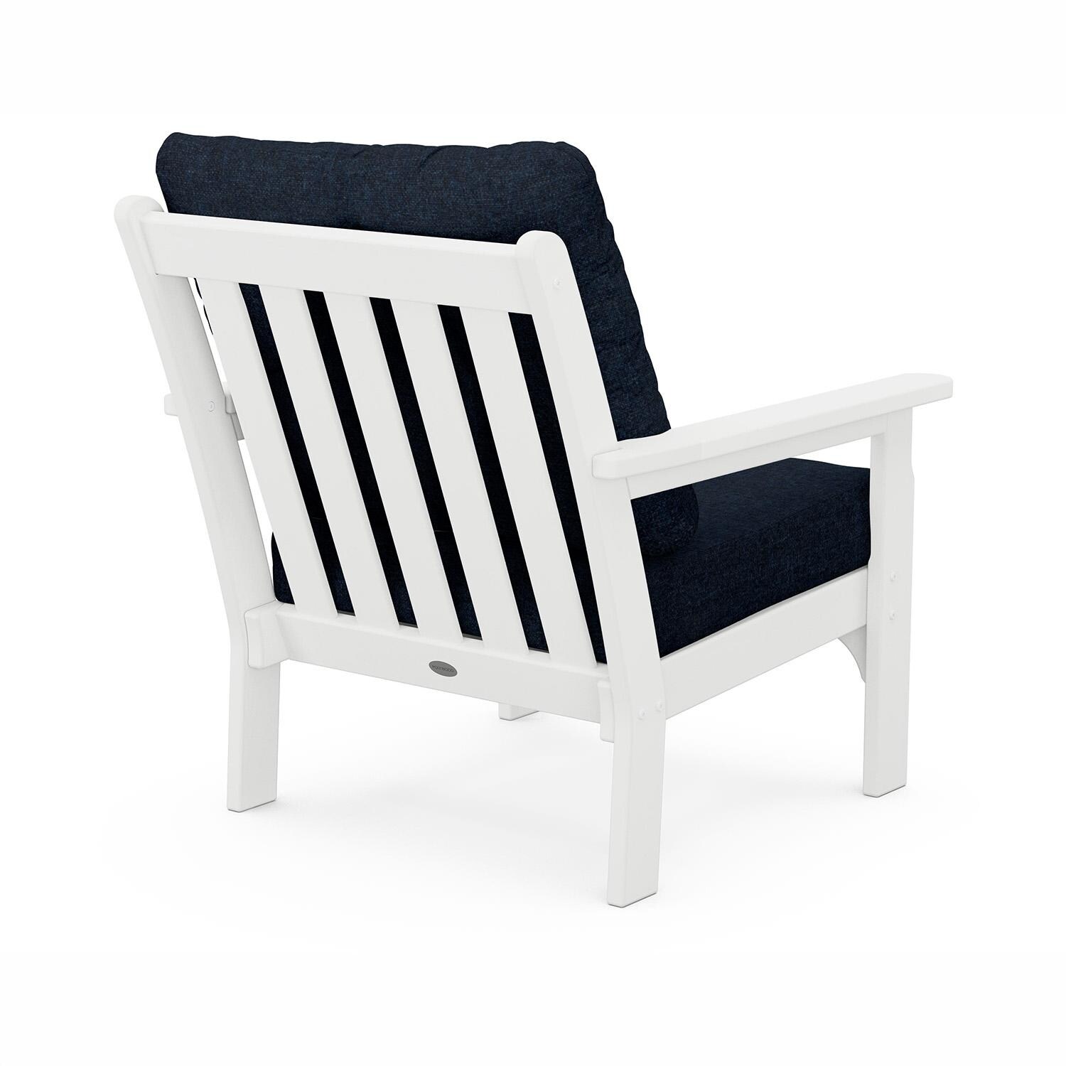 POLYWOOD Vineyard 3-Piece Deep Seating Set - White / Marine Indigo - Chair Back - White Background thumbnail