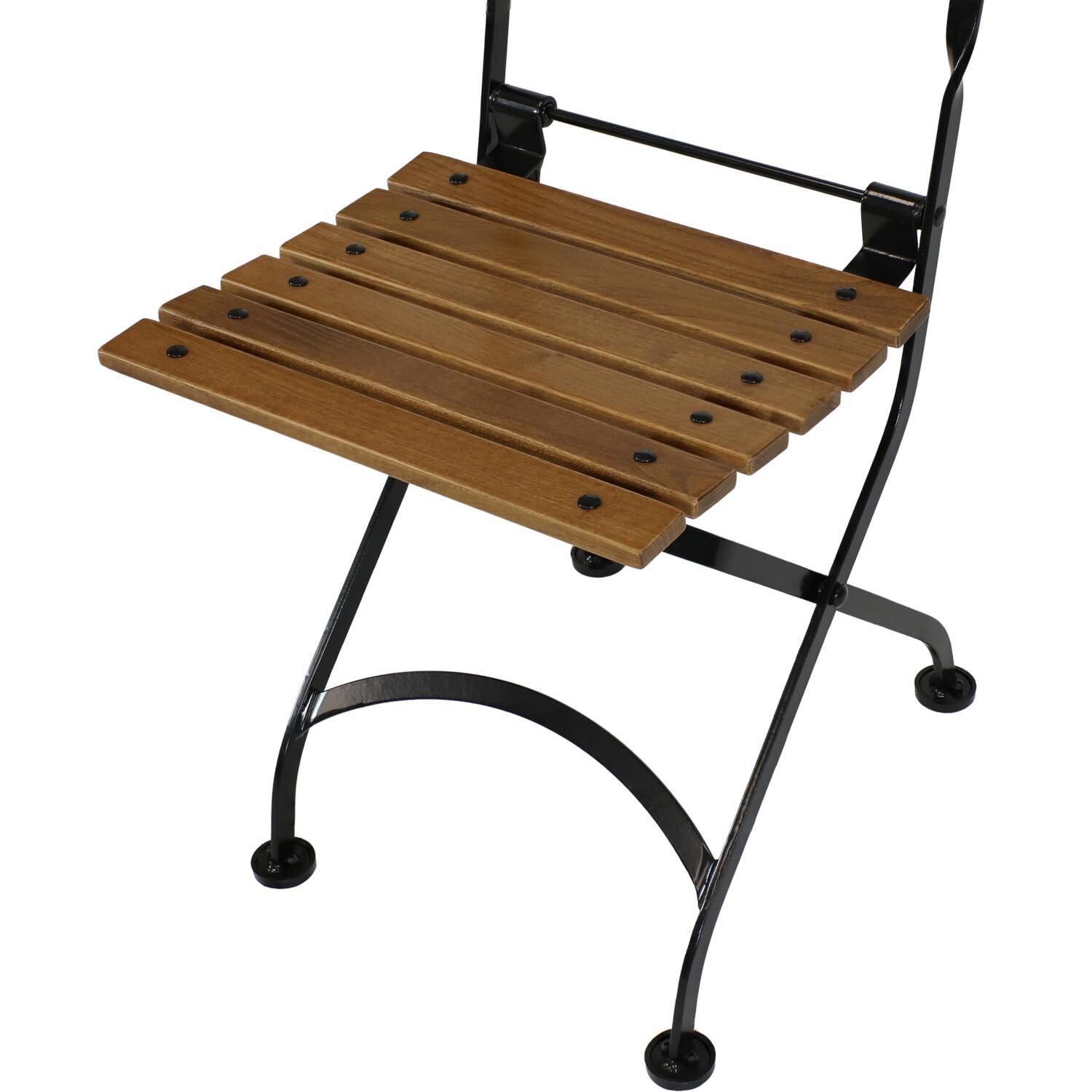 Ultimate Patio 2 Piece European Chestnut Wooden Folding Bistro Side Chair Set - Seat Close-up thumbnail