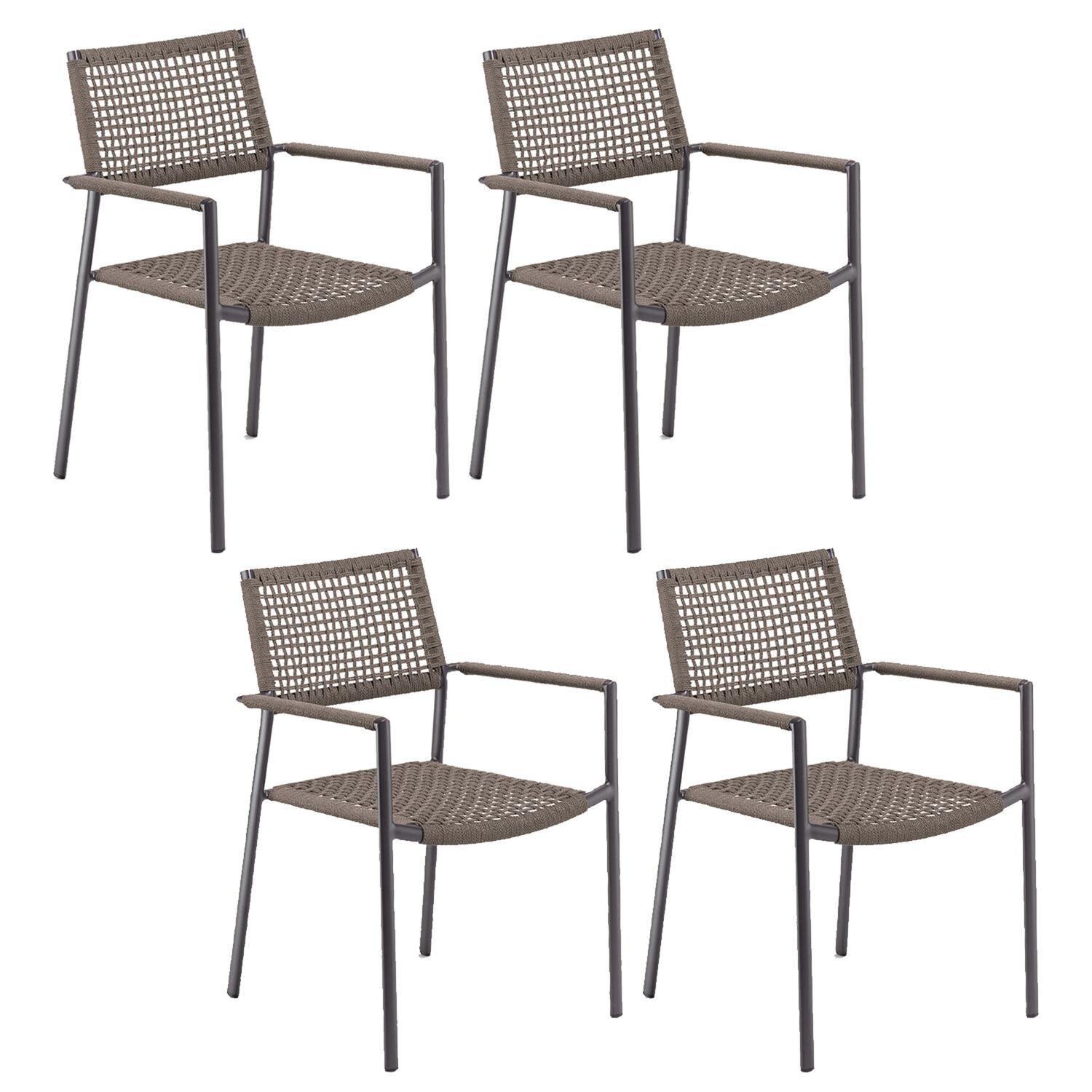 Oxford Garden Eiland 4 Pc Composite Cord & Aluminum Dining Chair in Carbon/Mocha thumbnail