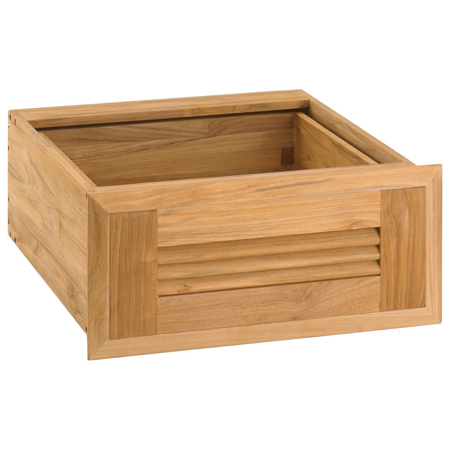 Pacific Teak UD1-18L | Louver 18-inch Teak Wood Single Access Drawer thumbnail