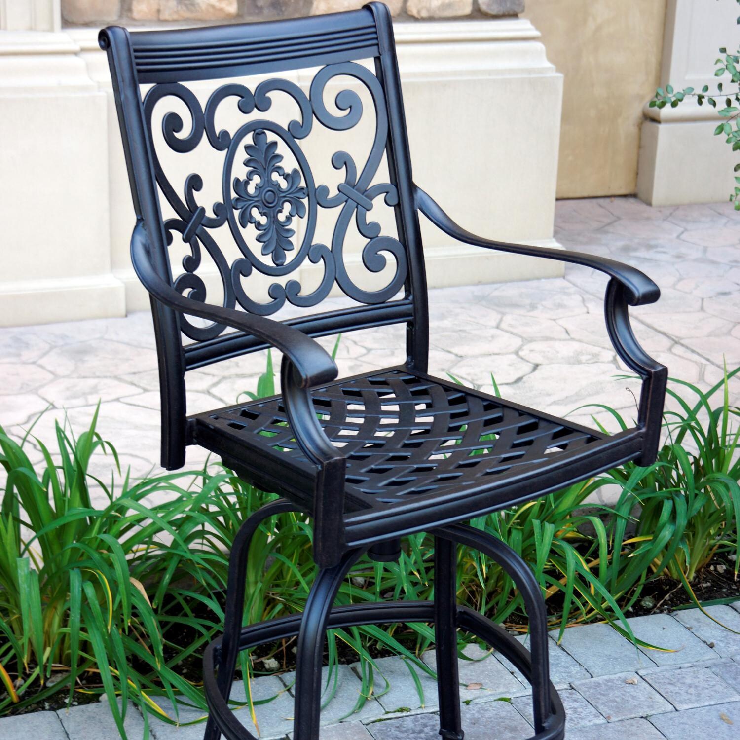 St. Cruz Cast Aluminum Patio Bar Stool W/ Spicy Chili Cushion By Darlee - Frame thumbnail