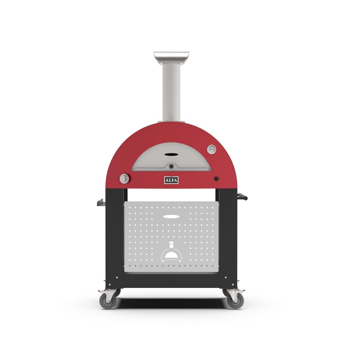 Alfa FXMD-2P-GROA-U + BF-2P-NER Moderno 2 Pizze Propane Pizza Oven W/ Natural Gas Conversion Kit and Oven Base - Antique Red thumbnail