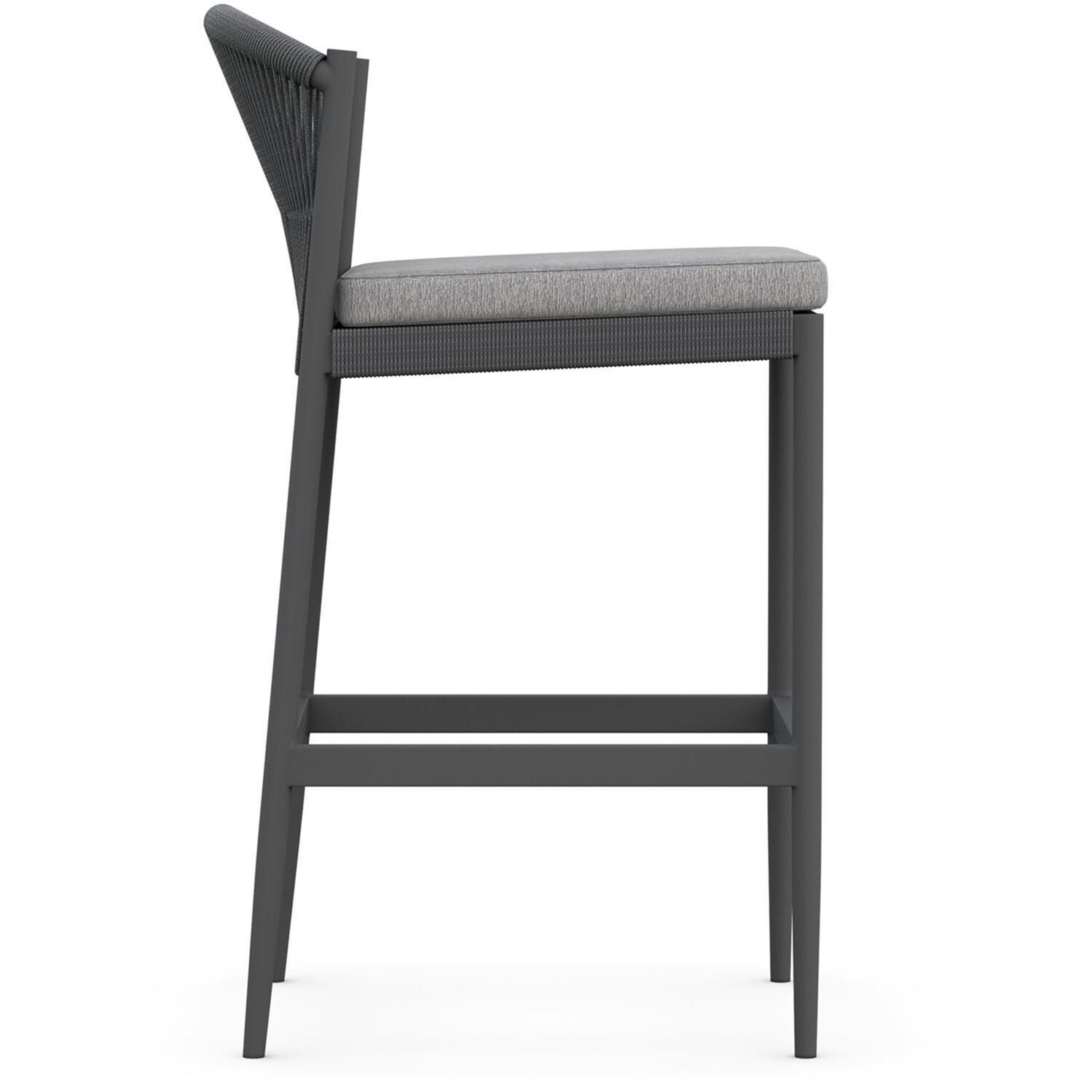 Azzurro Living Catalina Woven Rope Bar Stool in Ash/Fog - Side - White Background thumbnail