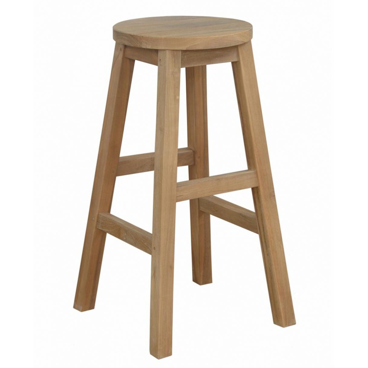 Anderson Teak Alpine Round Teak Patio Bar Stool BBQGuys