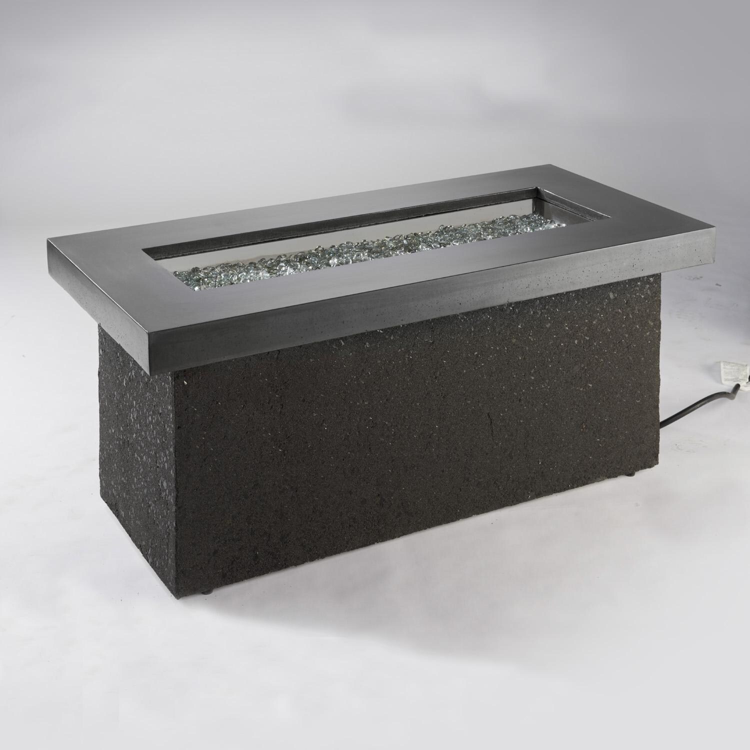 The Outdoor GreatRoom Company Key Largo Linear Gas Fire Pit Table - Midnight Mist - Lifestyle - No Flame thumbnail