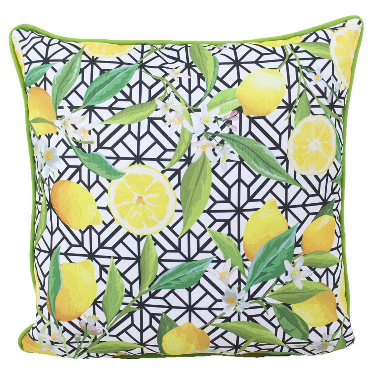 Lemon Fruit Outdoor Throw Pillow W/ Piping By Lava Pillows - 18 X 18 thumbnail