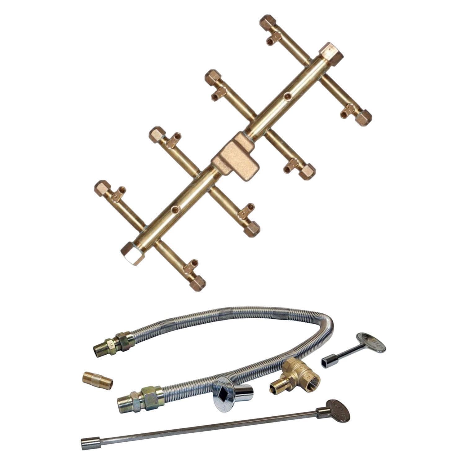 Warming Trends 13 1/2 X 7 Tree-Style Brass Natural Gas/Propane Burner & Flex Line Kit