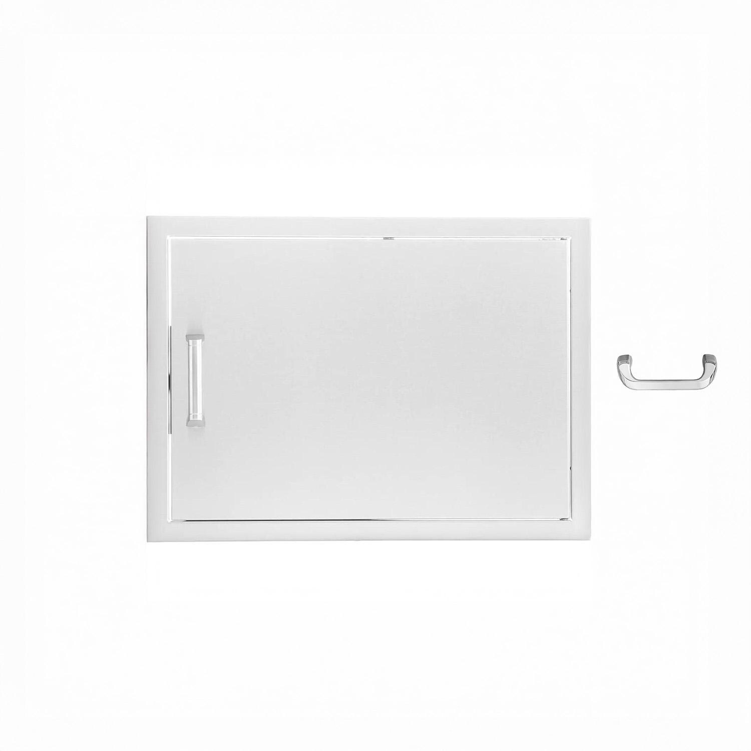 BBQGuys Signature 28-in Contempo/Traditional Stainless Steel Reversible Single Access Door - Included Handles - White Background thumbnail