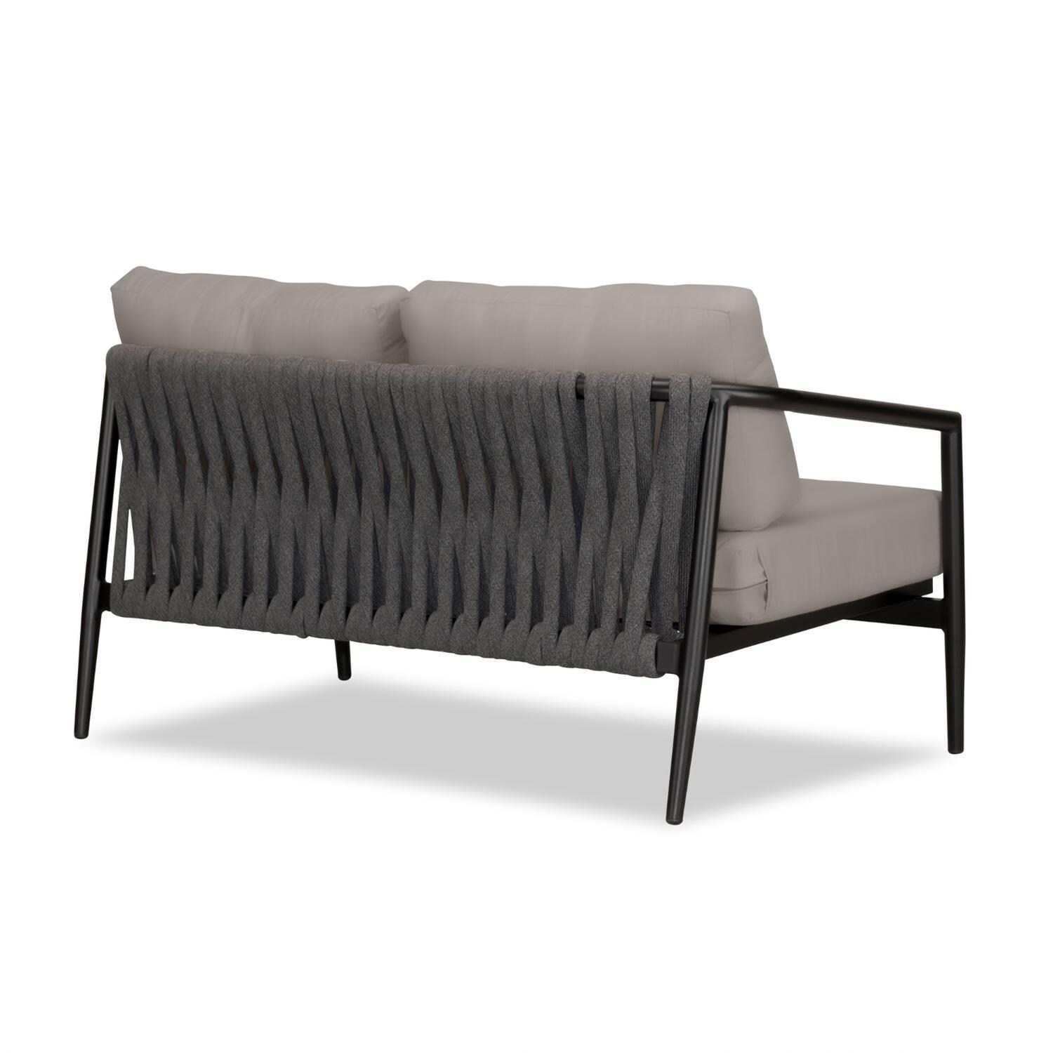 Lakeview Midnight Cove 2 Person Aluminum Loveseat in Black/Carbon/Canvas Charcoal - Back Right - White Background thumbnail