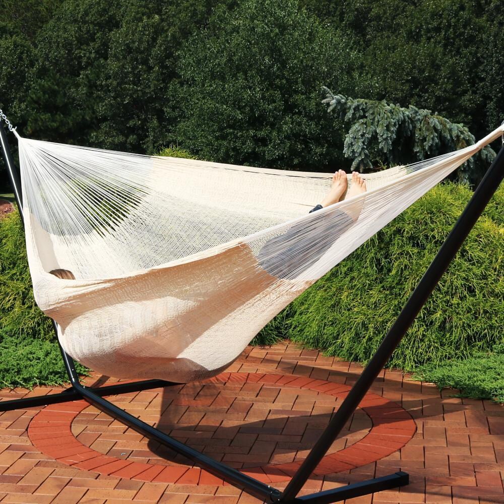 Ultimate Patio XXL Thick Cord Handwoven Family-Sized Mayan Hammock - Natural - Lifestyle, Stand Not Included thumbnail