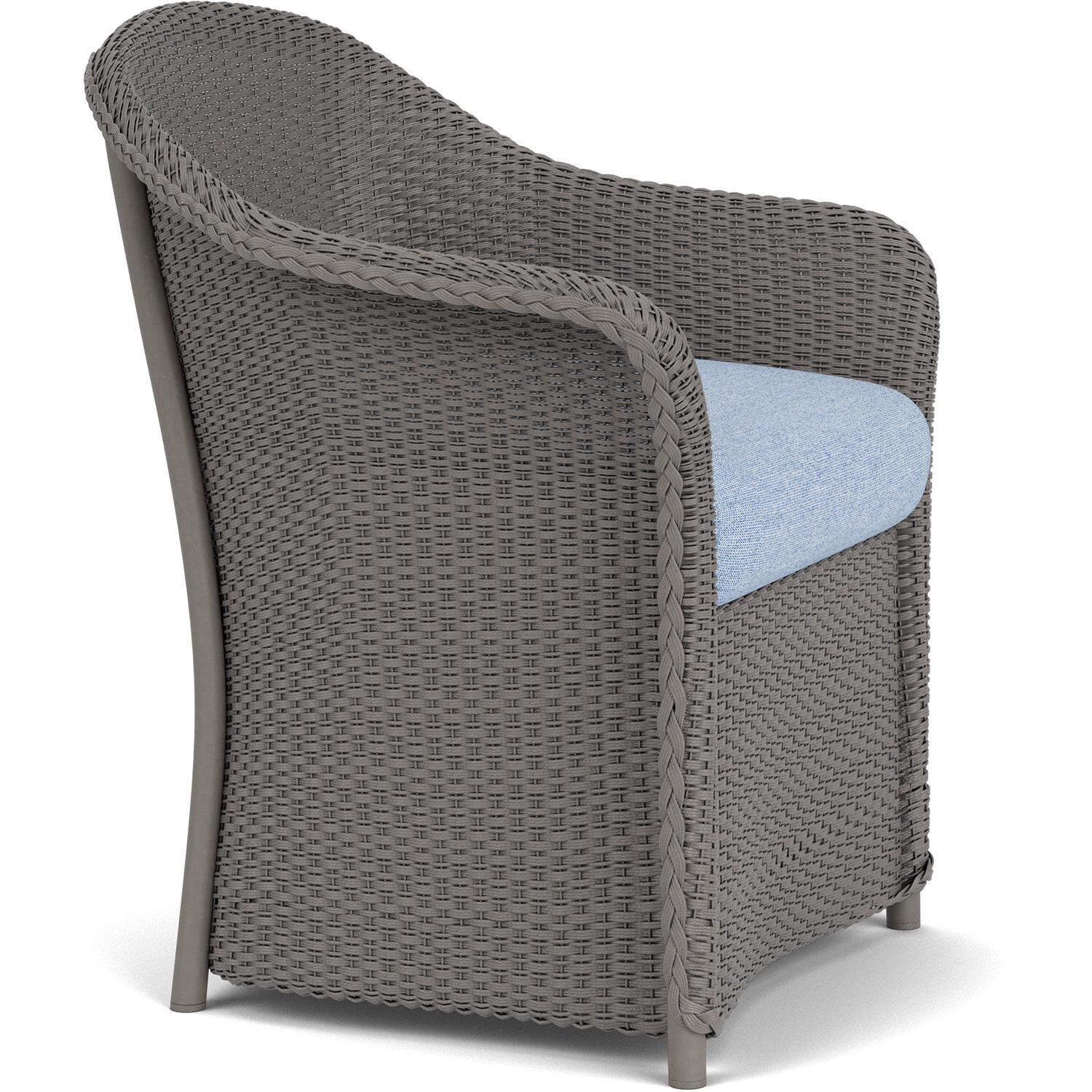 Lloyd Flanders Weekend Retreat Dining Armchair in Pewter Finish W/ Demo Skyway Fabric - Angled thumbnail