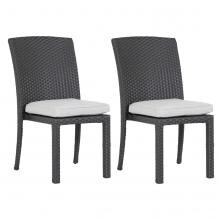 Solana 2 Piece Wicker Patio Dining Side Chair Set W/ Sunbrella Cast Silver Cushions By Sunset West