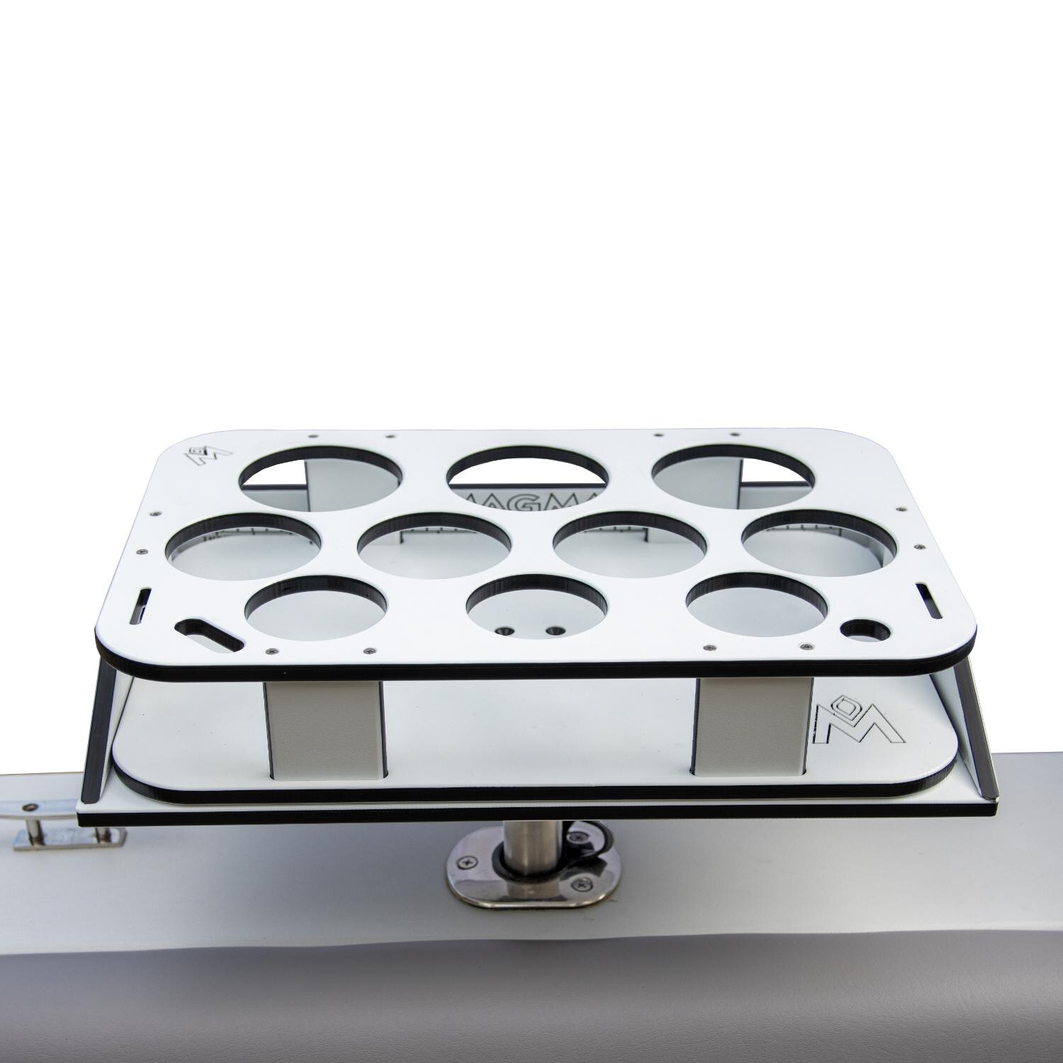 Magma T10-532 Rectangle Party Table with Fillet Table & LeveLock Rod Holder Mount - Installed thumbnail