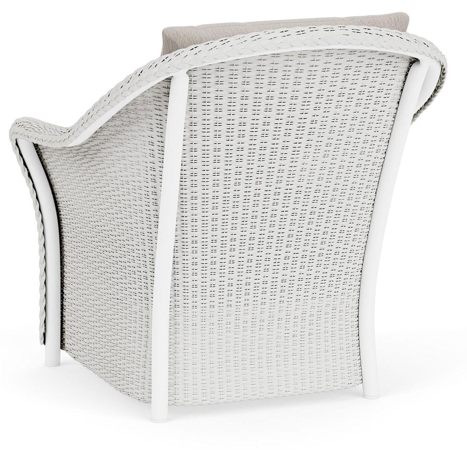 Lloyd Flanders Weekend Retreat Lounge Chair in Matte White Finish W/ Remy Cloud Fabric - Back Left thumbnail