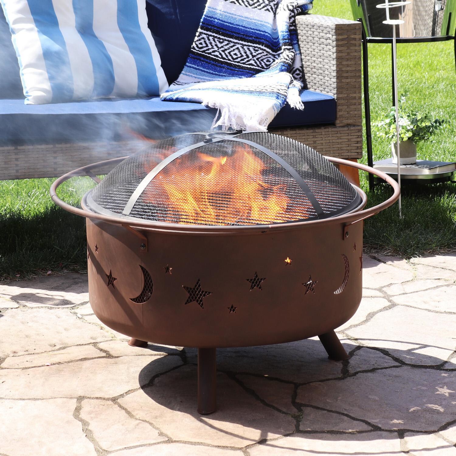Ultimate Patio 30-Inch Steel Cosmic Wood Burning Fire Pit thumbnail