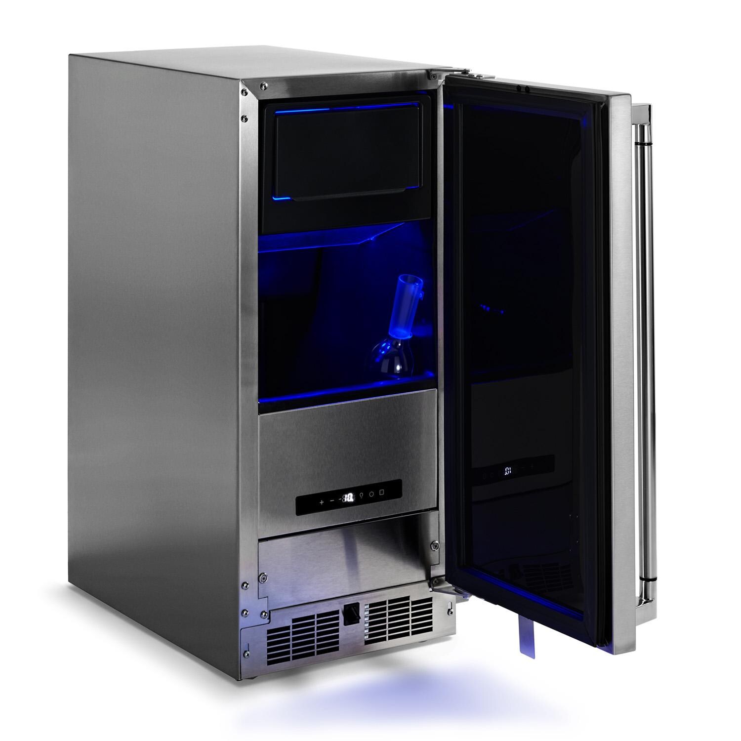 Lynx LN15ICE 20 Lb. 15-in Outdoor Rated Clear Ice Maker w/ Lock - Angled Door Open Right Hinge - White Background thumbnail