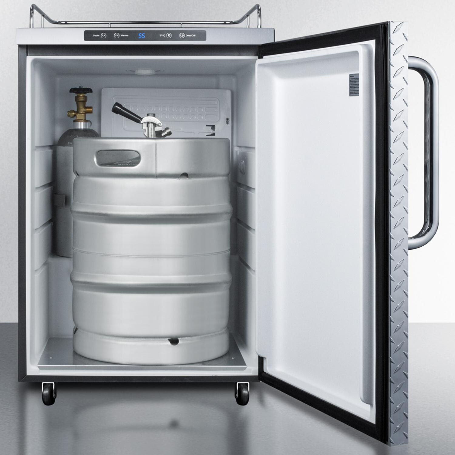 Summit SBC635MOSNKDPL 24-Inch 5.6 Cu. Ft. Outdoor Rated DIY Tap Beer Dispenser / Kegerator - Towel Bar Handle - Diamond Plate Aluminum Door - Shown With Keg (not included) thumbnail