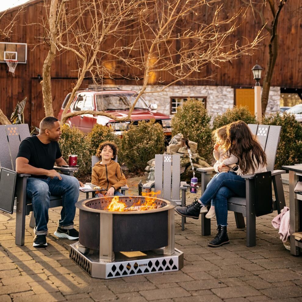 Breeo BR-XS24-SSBA X Series 24 Inch Stainless Steel Fire Pit Base - On the Patio - Lifestyle thumbnail