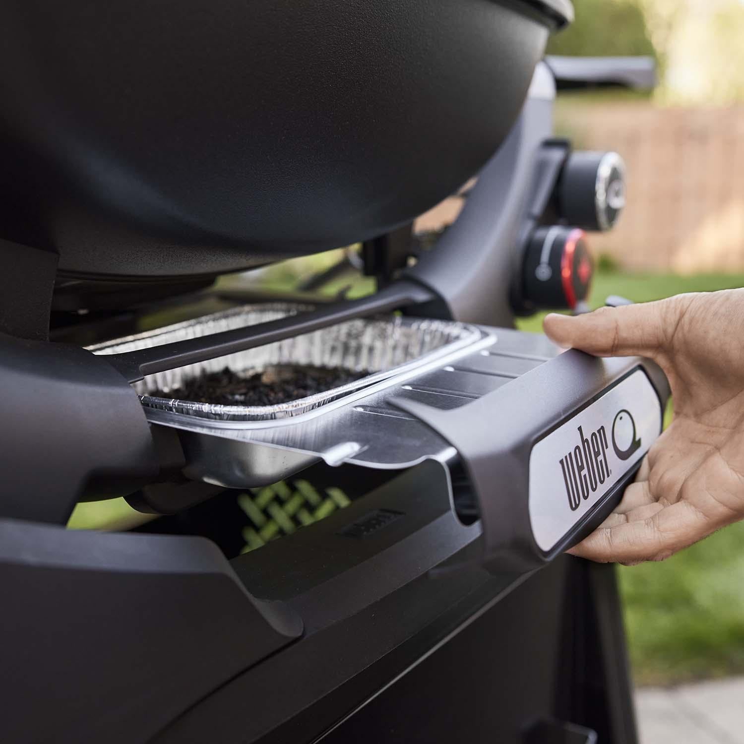 Weber 1500390 Q2800N+ Propane Gas Grill in Midnight Black - Grease Tray - Detail thumbnail