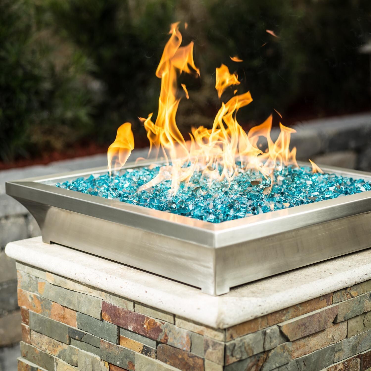 BBQGuys Signature ALP-FBL-LAV-SS-24-L Lavelle 24-Inch Square Low-Rise Natural Gas Column Fire Bowl - Stainless Steel - On Column (Not Included) thumbnail