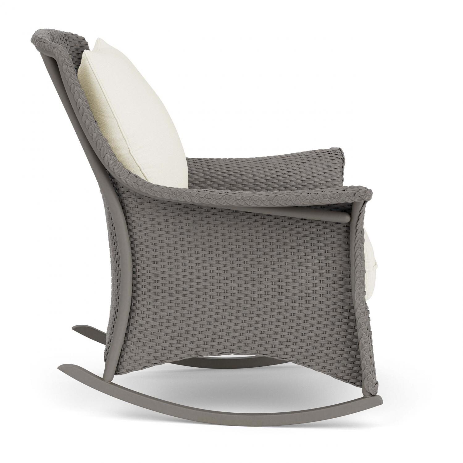 Lloyd Flanders Mandalay Lounge Rocker in Pewter Finish with Sailcloth Salt fabric - Side thumbnail