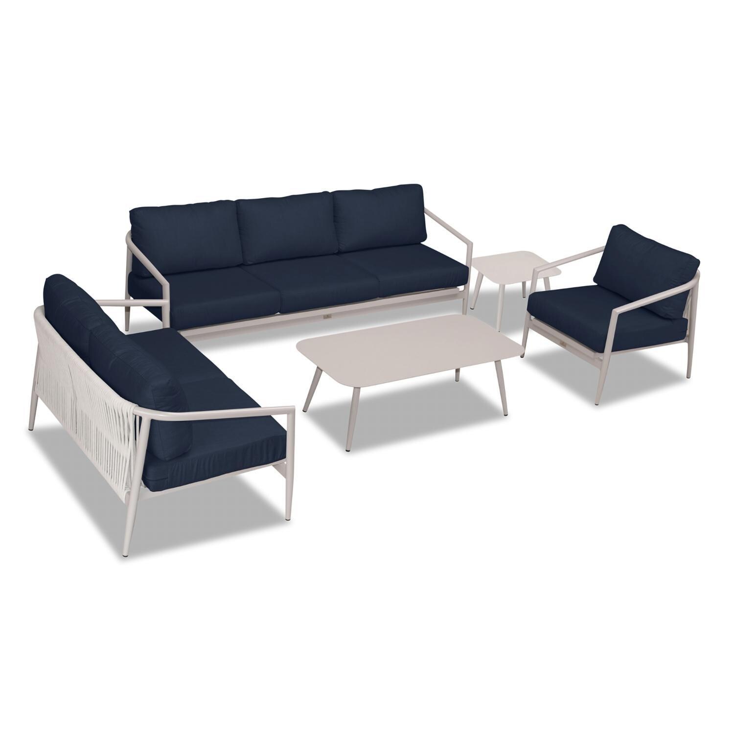 Lakeview Midnight Cove 5 Pc Aluminum Sofa Seating Set in Urban Stone/Spectrum Indigo - Top - White Background thumbnail